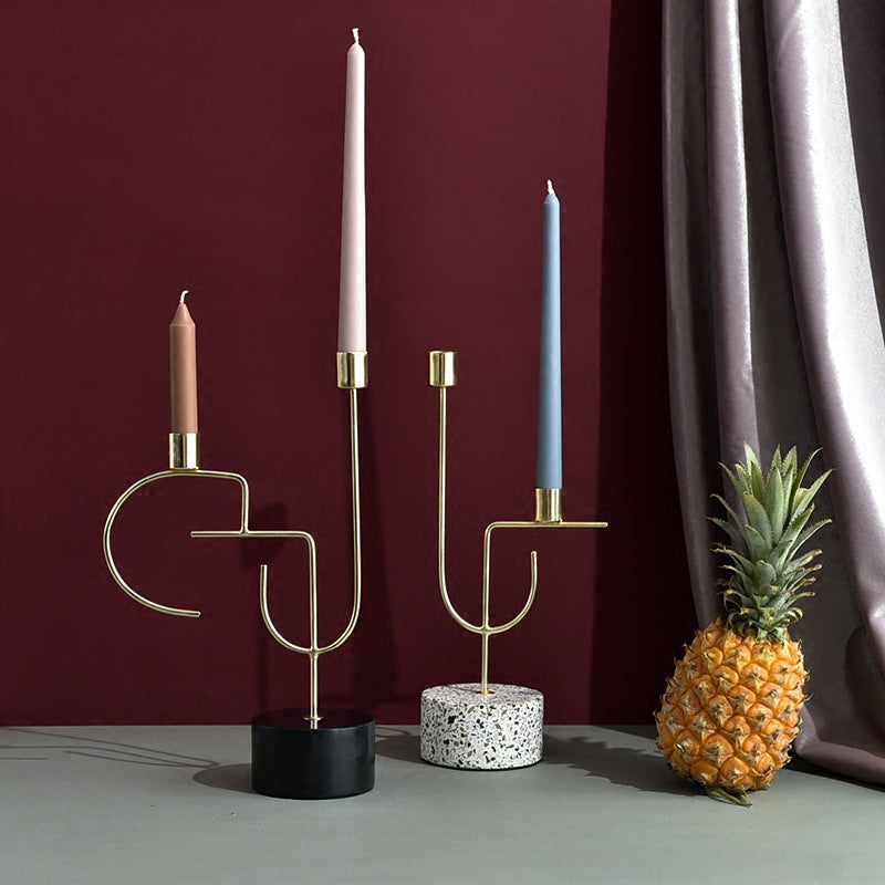 Modern Minimalist Terrazzo & Metal Candle Holder
