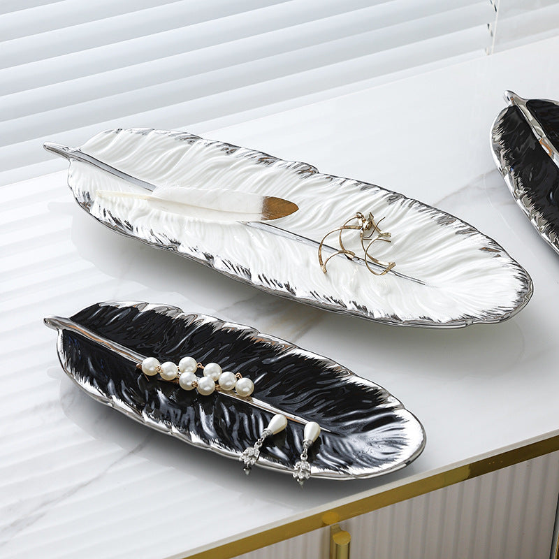 Monochrome Plume Jewelry Tray