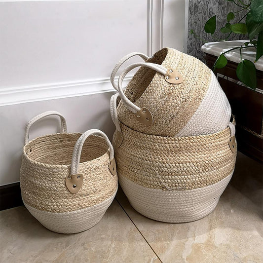 Layered Straw Storage Baskets