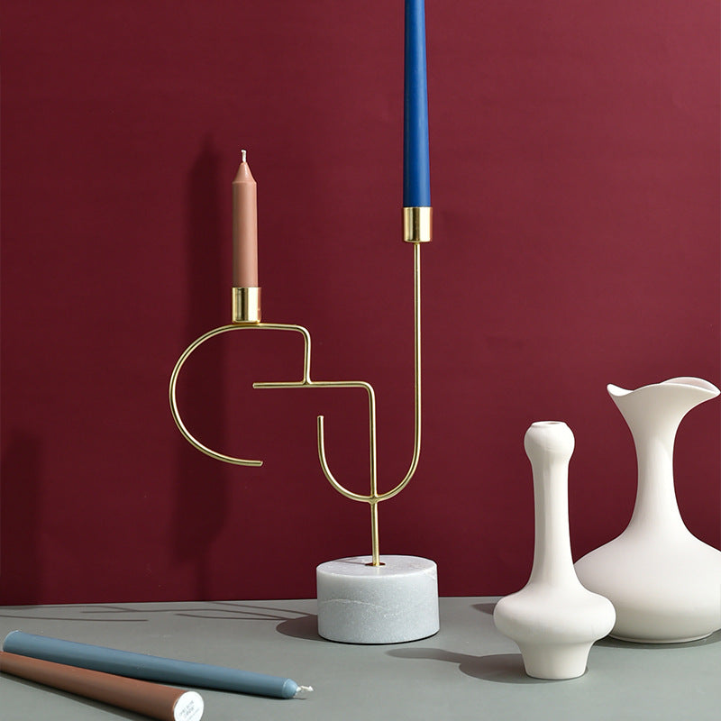 Modern Minimalist Terrazzo & Metal Candle Holder