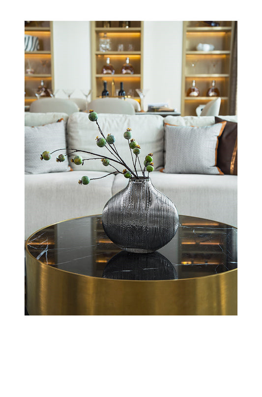 Metallic Ripple Silver Striped Glass Vase Collection