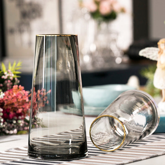 Meridian Gold-Trimmed Glass Vases