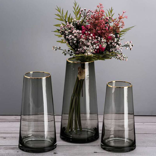Meridian Gold-Trimmed Glass Vases